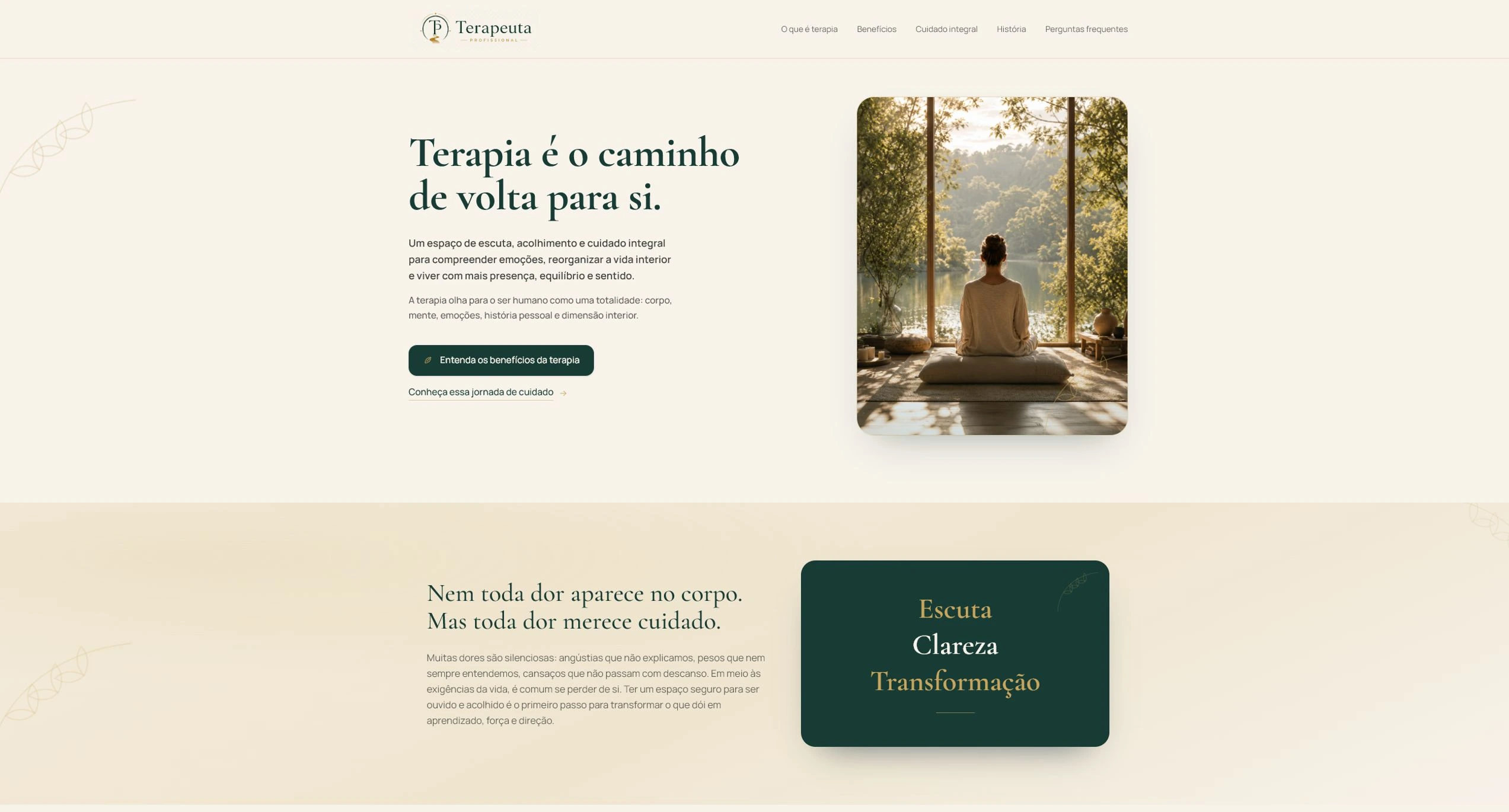 Página inicial de Terapeuta Profissional